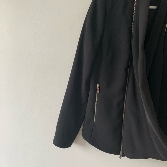 Zara Woman Black Zipper Shawl Collar Blazer Small - Picture 8 of 11